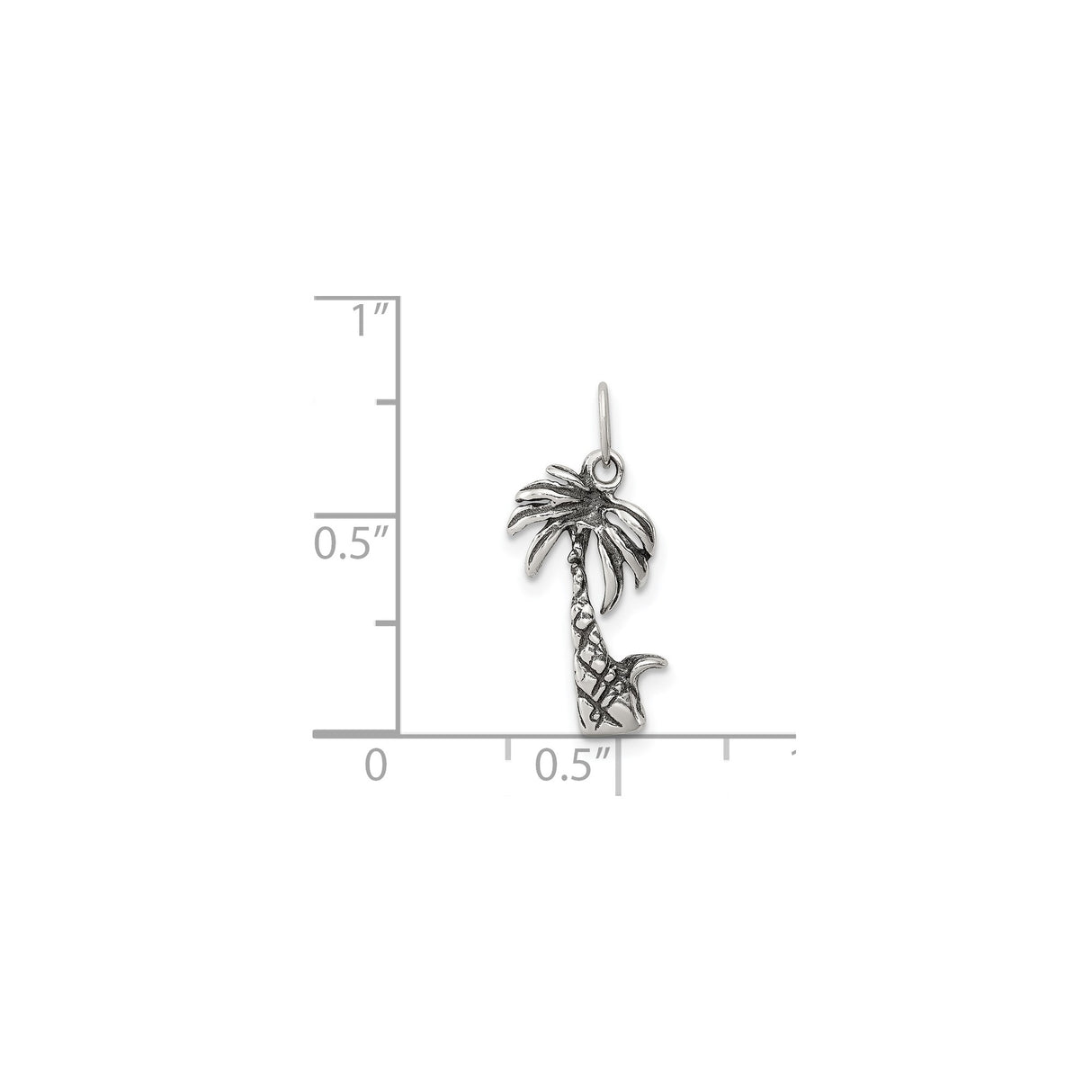 Sterling Silver Palm Tree Pendant, Tropical Beach Charm for Women or Unisex, Summer Vacation Jewelry