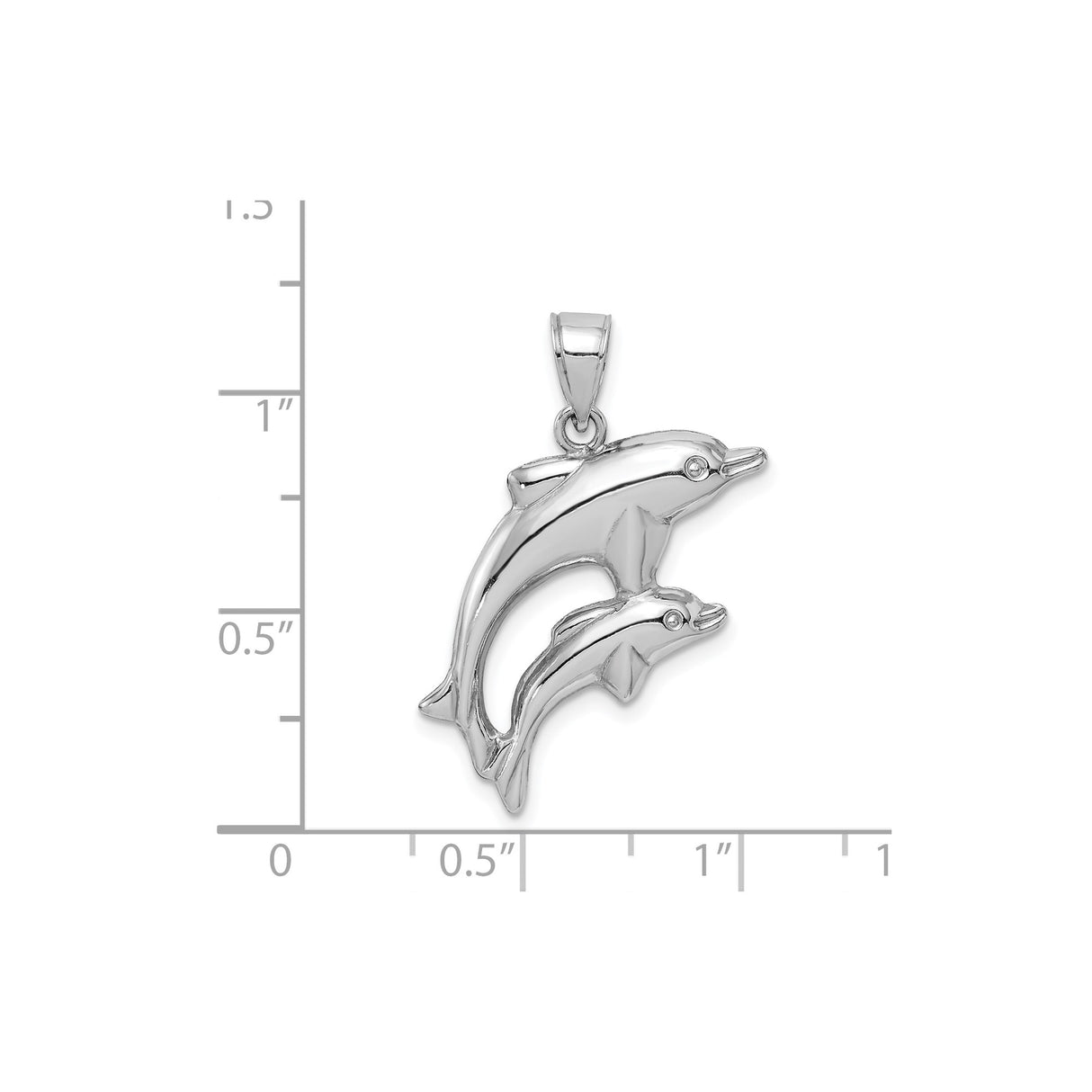 Sterling Silver Dolphin Pendant with Two Jumping Dolphins, Nautical Ocean Life Charm