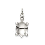 Sterling Silver Turtle Pendant with Green Enamel Shell, Ocean Animal Charm Jewelry