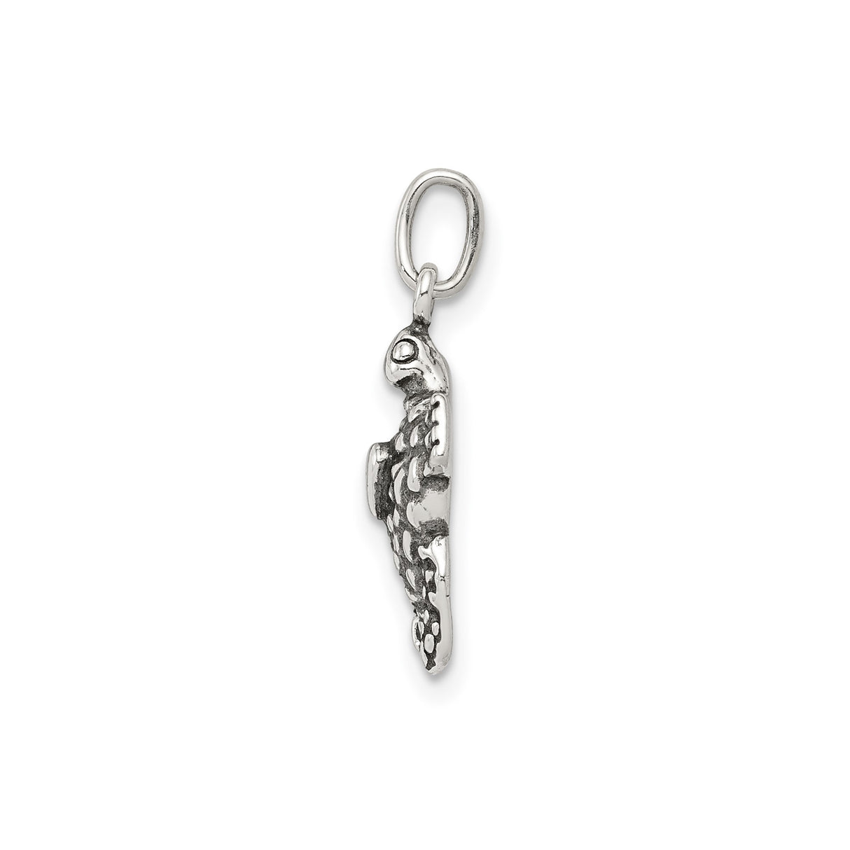 Sterling Silver Sea Turtle Pendant with Raised Heart, Nautical Ocean-Inspired Jewelry