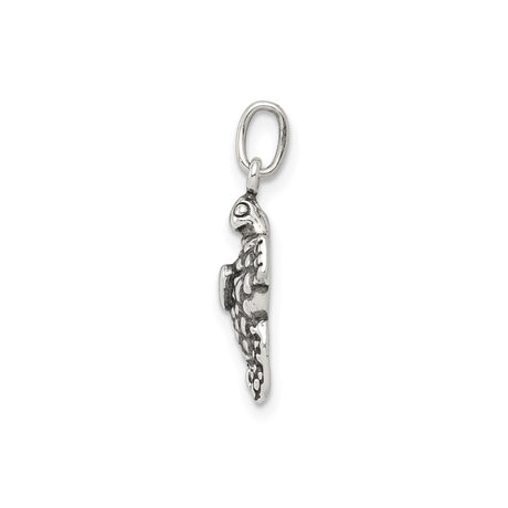 Sterling Silver Sea Turtle Pendant with Raised Heart, Nautical Ocean-Inspired Jewelry