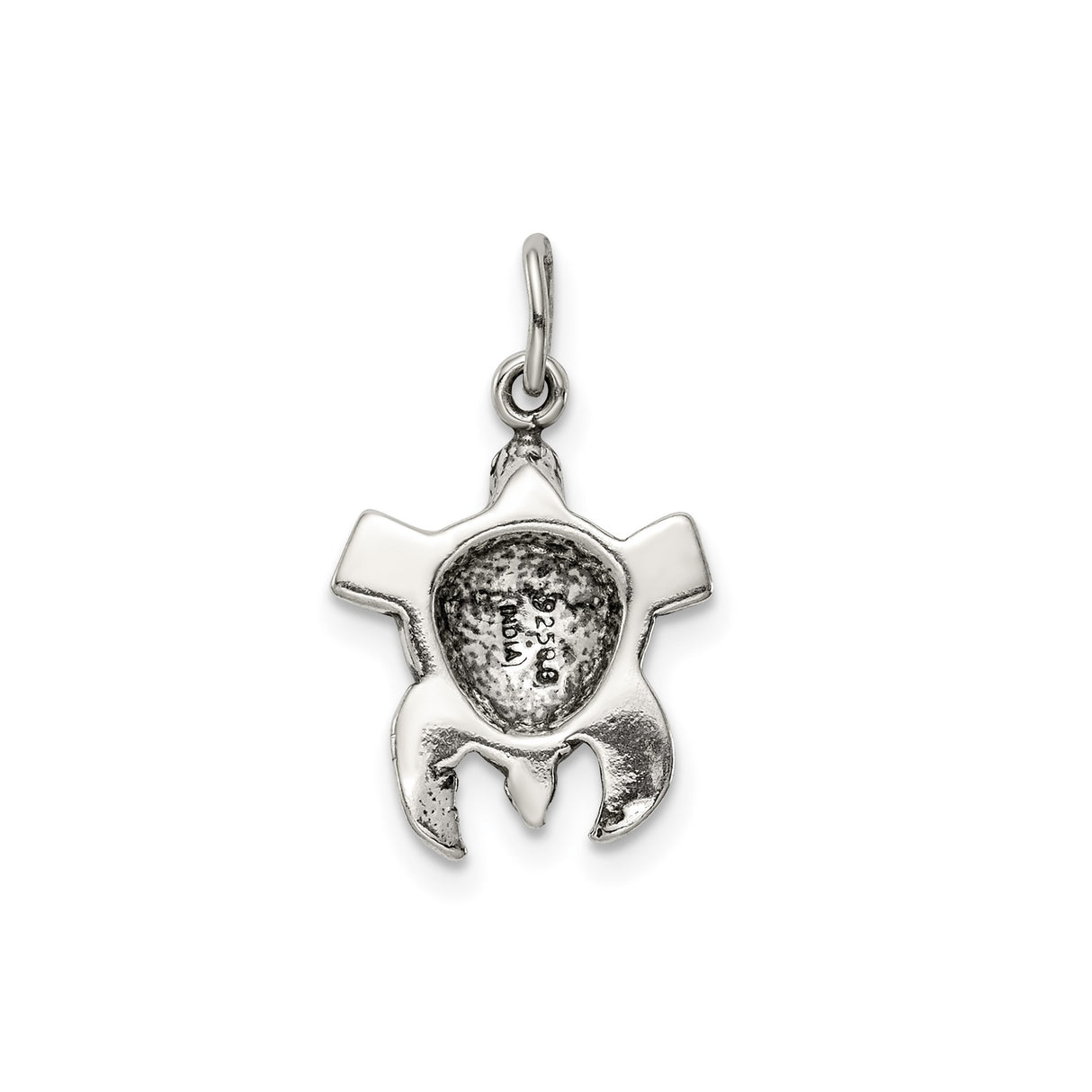 Sterling Silver Sea Turtle Pendant with Raised Heart, Nautical Ocean-Inspired Jewelry