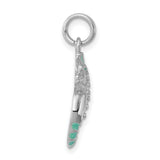 Aqua Green Glitter Seahorse Charm Pendant in Real 925 Sterling Silver