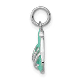 Green Flip Flops Sandals Charm Pendant in Real 925 Sterling Silver