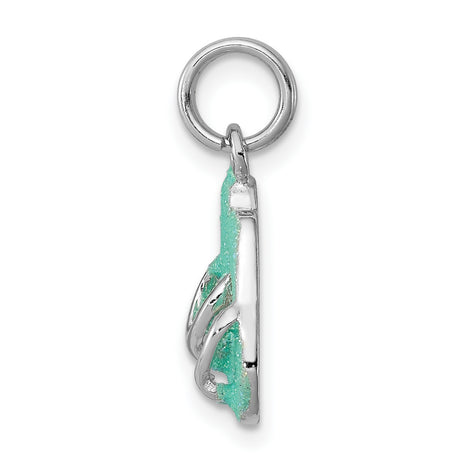 Green Flip Flops Sandals Charm Pendant in Real 925 Sterling Silver