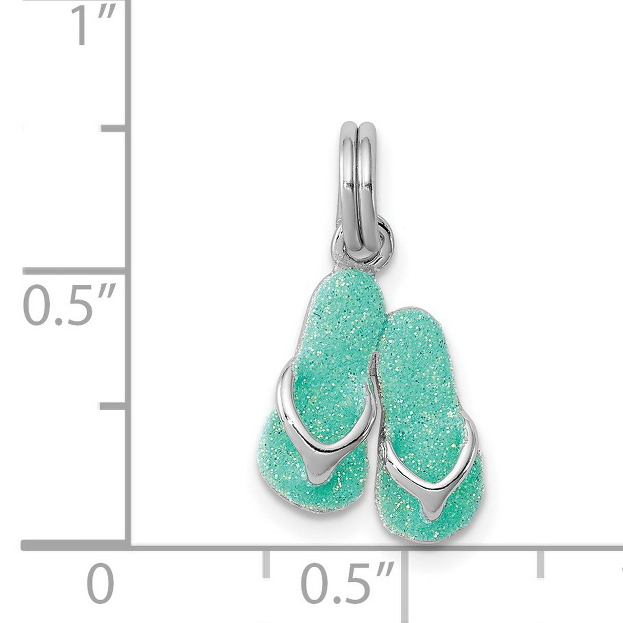 Green Flip Flops Sandals Charm Pendant in Real 925 Sterling Silver