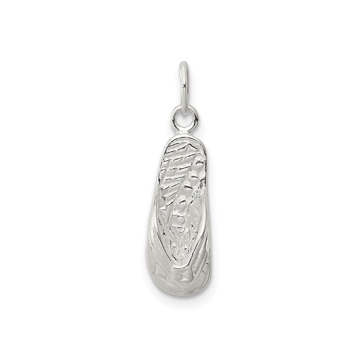 Sterling Silver Flip Flop Sandal Pendant Charm, Beach Vacation Jewelry for Women