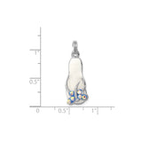 Sterling Silver Flip Flop Pendant with Cubic Zirconia, Butterfly and Iridescent Accents