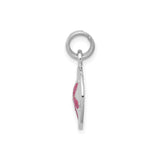 Sterling Silver Sand Dollar Pendant with Pink Glitter Flower and Cutout Detailing
