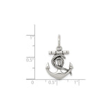 Sterling Silver Anchor Pendant with Twisted Rope Accents, Nautical Christian Symbol for Men and Women