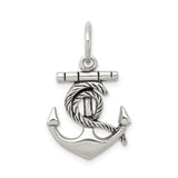Sterling Silver Anchor Pendant with Twisted Rope Accents, Nautical Christian Symbol for Men and Women