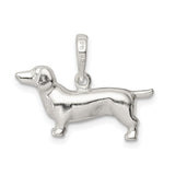 Sterling Silver Dachshund Pendant, Smooth Polished Dog Charm, Animal Jewelry for Women