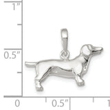 Sterling Silver Dachshund Pendant, Smooth Polished Dog Charm, Animal Jewelry for Women