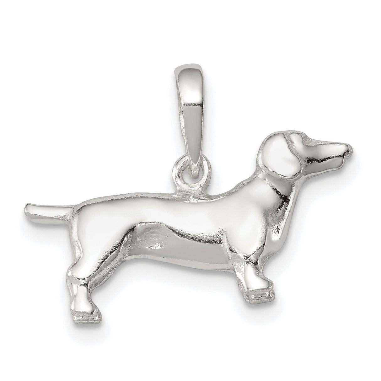 Sterling Silver Dachshund Pendant, Smooth Polished Dog Charm, Animal Jewelry for Women
