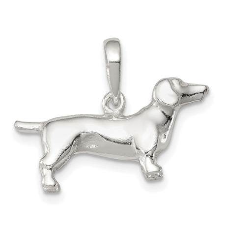 Sterling Silver Dachshund Pendant, Smooth Polished Dog Charm, Animal Jewelry for Women