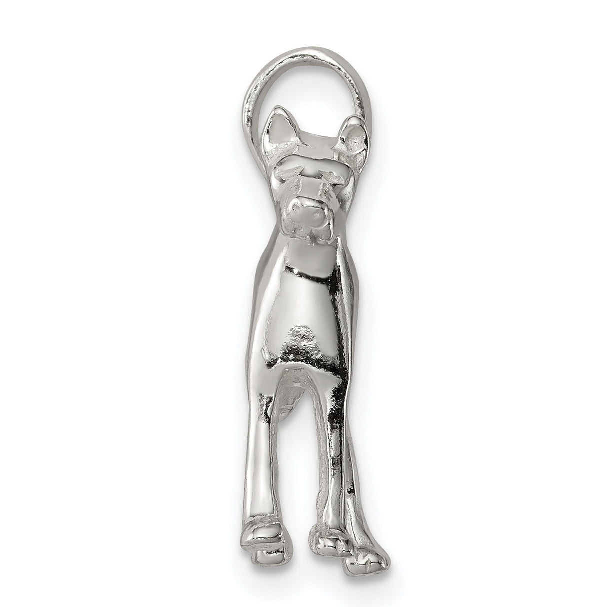 Sterling Silver Dog Pendant with Canine Silhouette, Minimalist Pet Memorial Charm