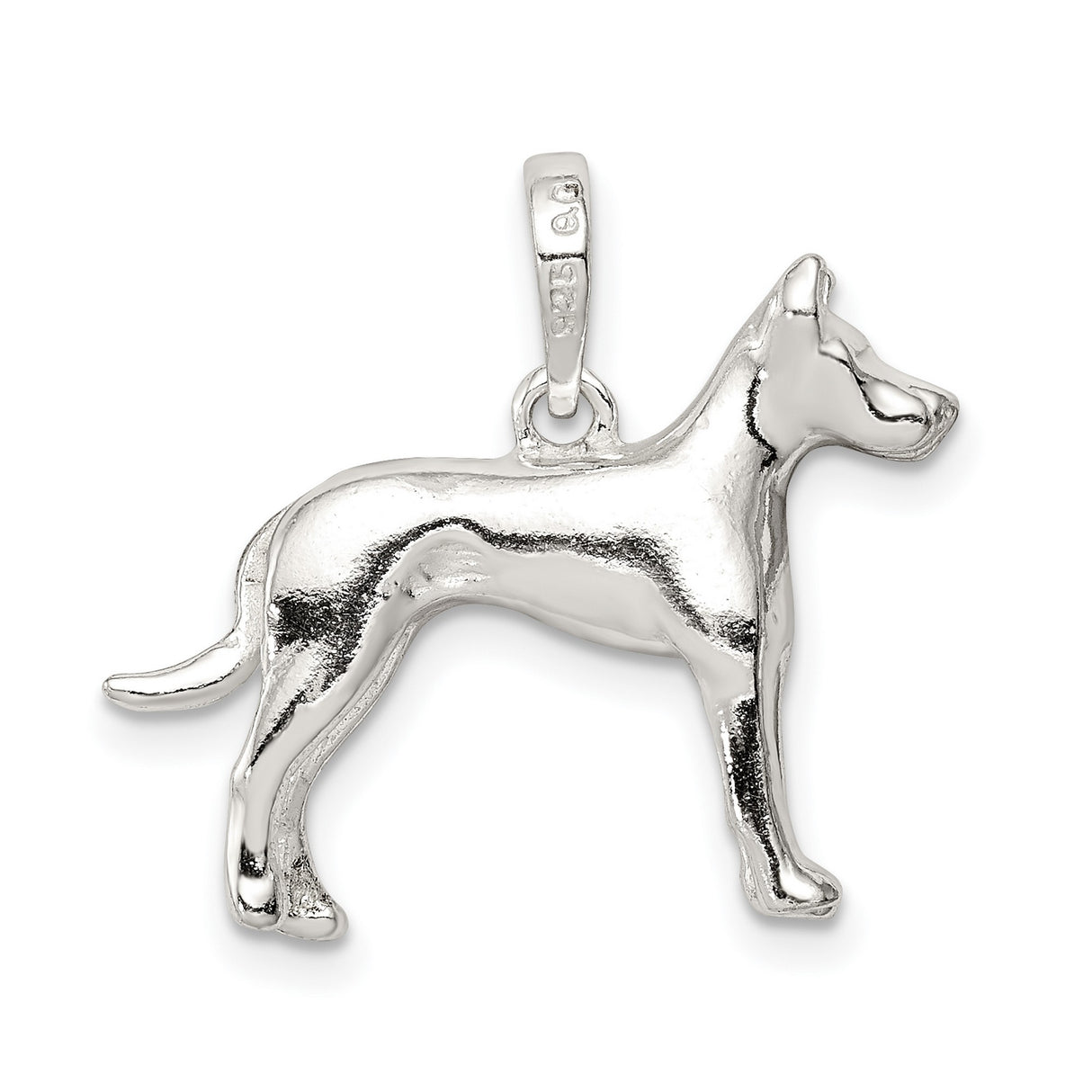 Sterling Silver Dog Pendant with Canine Silhouette, Minimalist Pet Memorial Charm