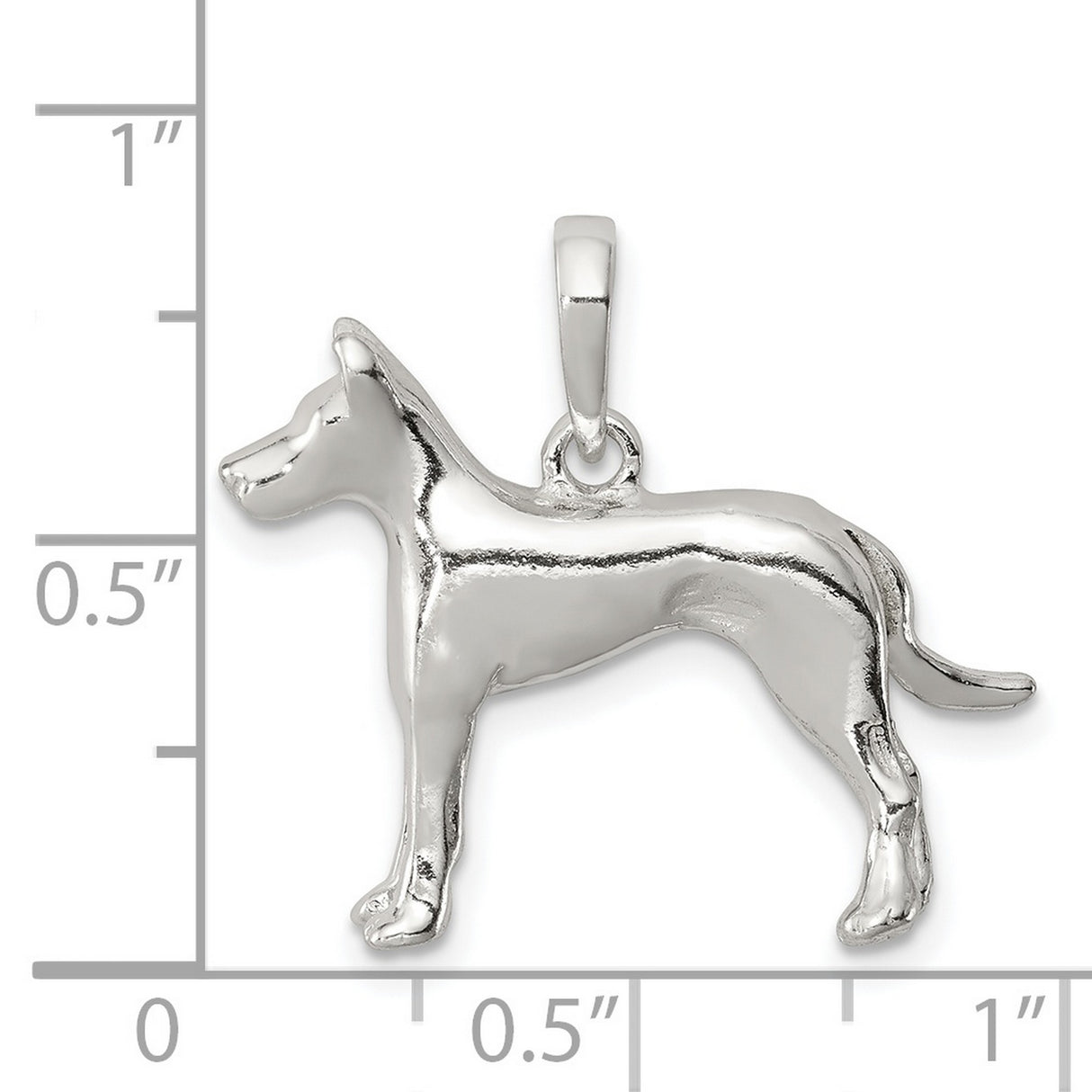 Sterling Silver Dog Pendant with Canine Silhouette, Minimalist Pet Memorial Charm