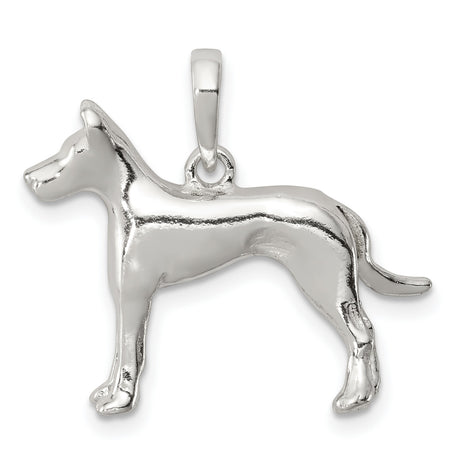 Sterling Silver Dog Pendant with Canine Silhouette, Minimalist Pet Memorial Charm