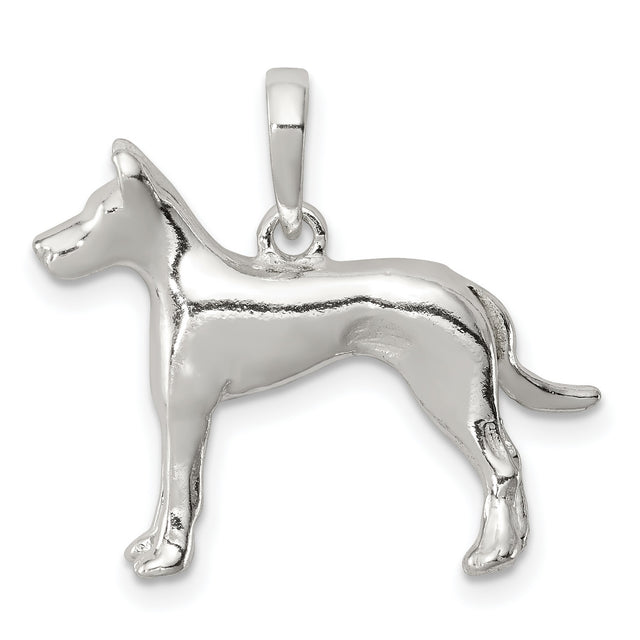 Sterling Silver Dog Pendant with Canine Silhouette, Minimalist Pet Memorial Charm