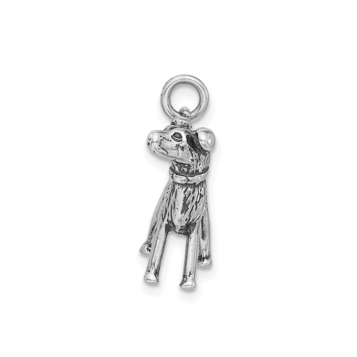 Sterling Silver Dog Pendant with Collar, Standing Dog Charm, Pet Memorial Jewelry for Women