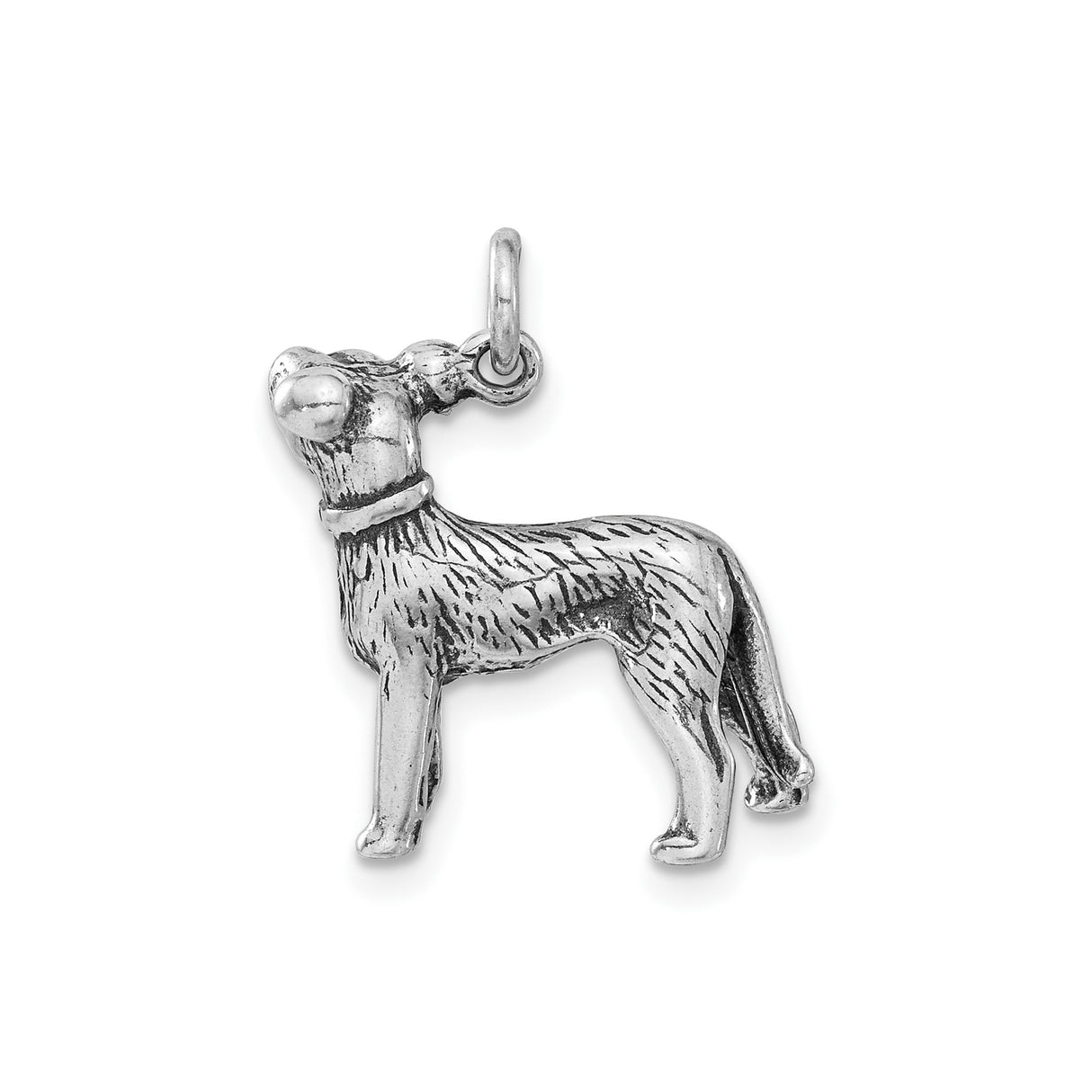 Sterling Silver Dog Pendant with Collar, Standing Dog Charm, Pet Memorial Jewelry for Women