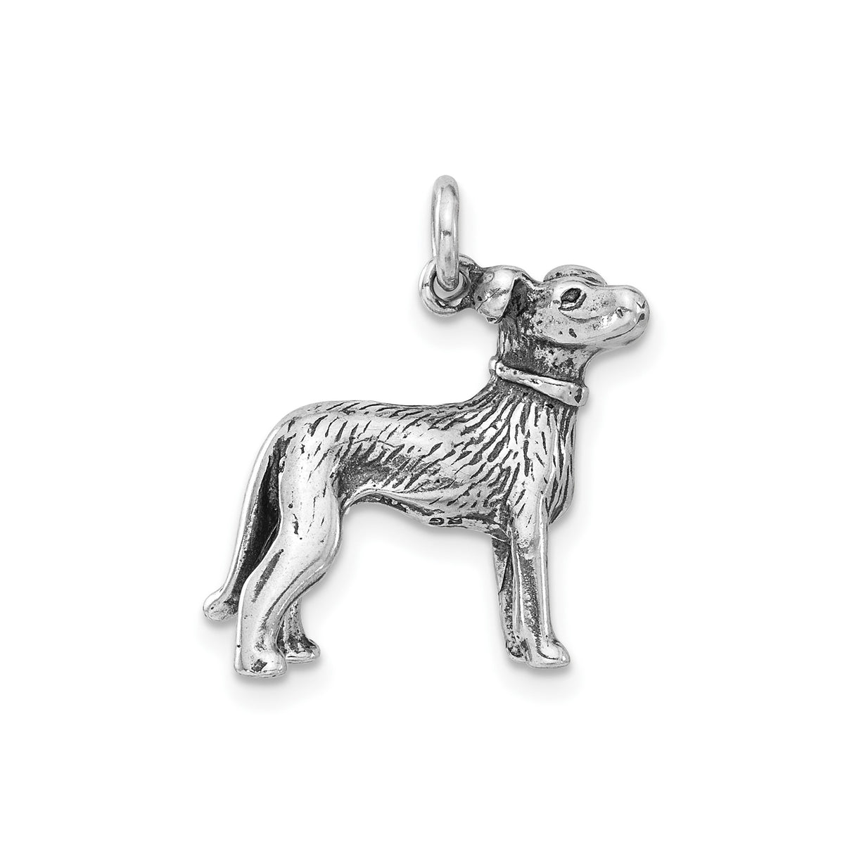 Sterling Silver Dog Pendant with Collar, Standing Dog Charm, Pet Memorial Jewelry for Women