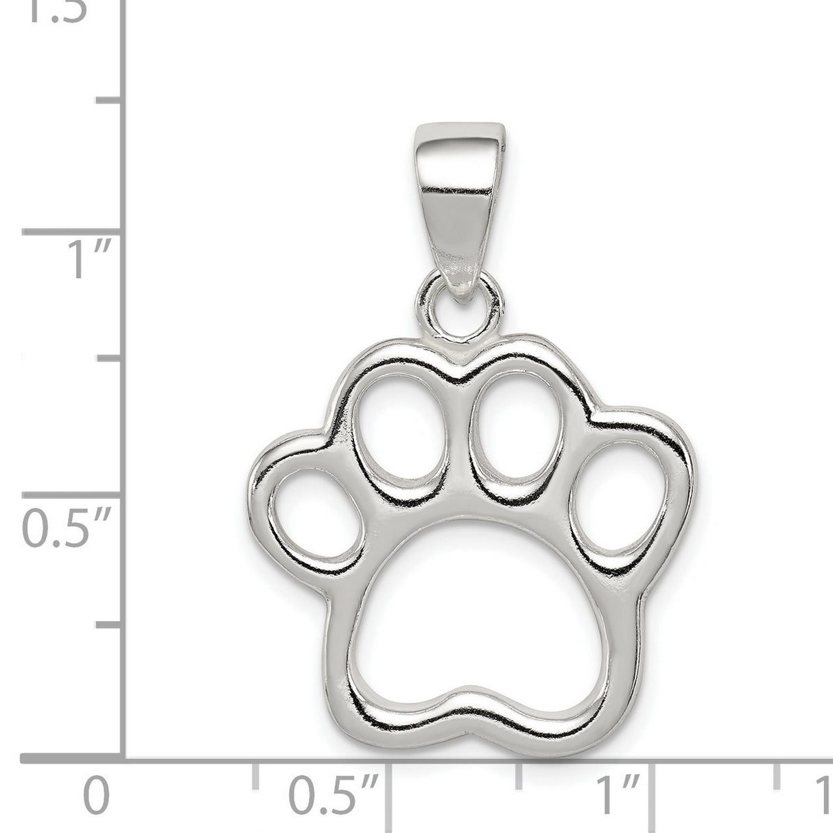Sterling Silver Open Paw Print Pendant, Pet Memorial Jewelry for Dog and Cat Lovers
