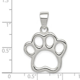Sterling Silver Open Paw Print Pendant, Pet Memorial Jewelry for Dog and Cat Lovers