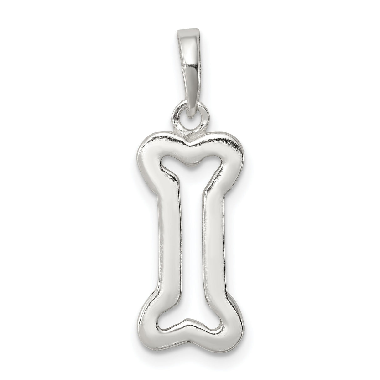 Sterling Silver Dog Bone Pendant with Open Design, Pet Companionship Symbol, Unisex Memorial Charm