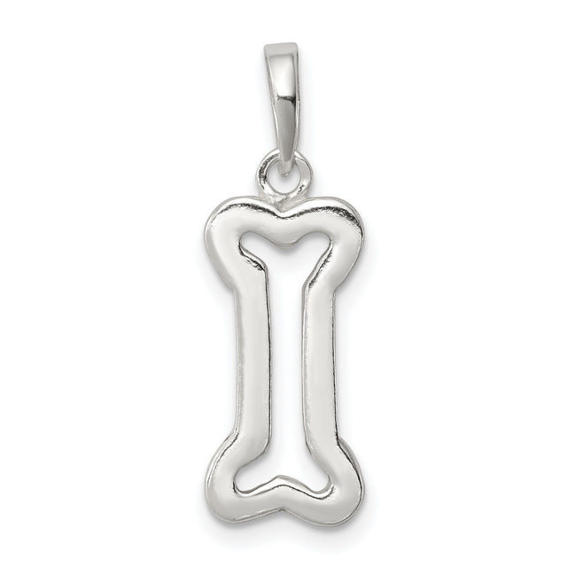 Sterling Silver Dog Bone Pendant with Open Design, Pet Companionship Symbol, Unisex Memorial Charm