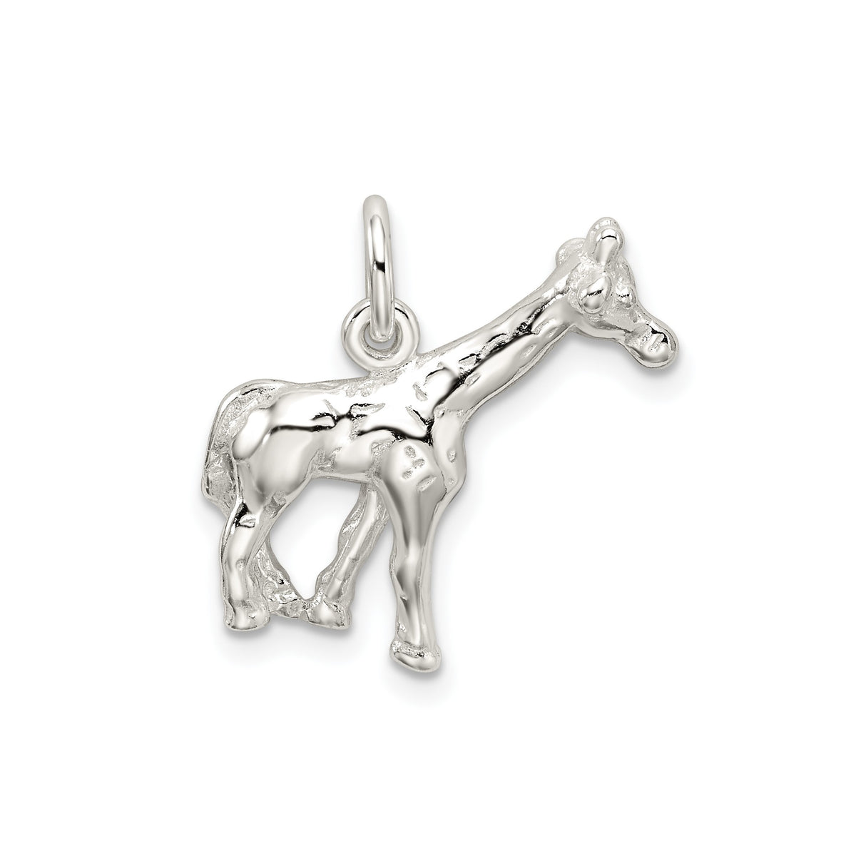 Sterling Silver Giraffe Charm Pendant with Detailed Safari Animal Design