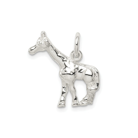 Sterling Silver Giraffe Charm Pendant with Detailed Safari Animal Design