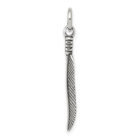 Sterling Silver Feather Pendant, Boho Tribal Design, Symbol of Freedom and Spirituality