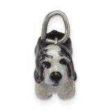Sterling Silver Basset Hound Dog Charm Pendant with Black and White Enamel for Women