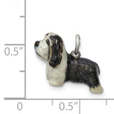 Sterling Silver Basset Hound Dog Charm Pendant with Black and White Enamel for Women