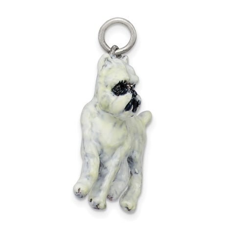 Sterling Silver Bulldog Pendant with Enamel Detailing, Realistic Dog Charm for Necklace or Bracelet