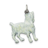 Sterling Silver Bulldog Pendant with Enamel Detailing, Realistic Dog Charm for Necklace or Bracelet