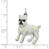 Sterling Silver Bulldog Pendant with Enamel Detailing, Realistic Dog Charm for Necklace or Bracelet