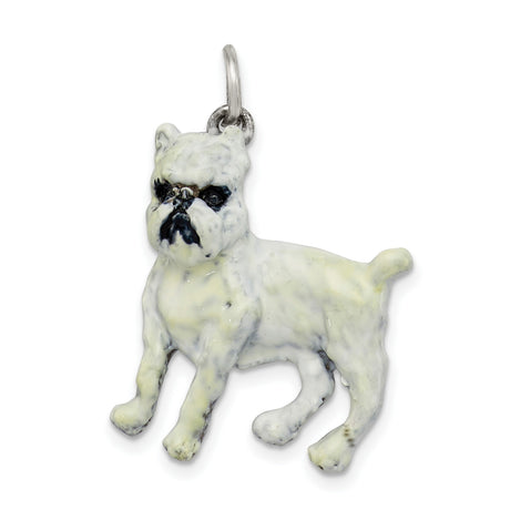 Sterling Silver Bulldog Pendant with Enamel Detailing, Realistic Dog Charm for Necklace or Bracelet