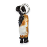 Enameled Calico Cat Charm Pendant in Real 925 Sterling Silver