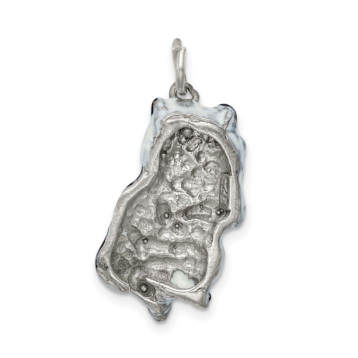 Enameled Black and White Cat Charm Pendant in Real 925 Sterling Silver