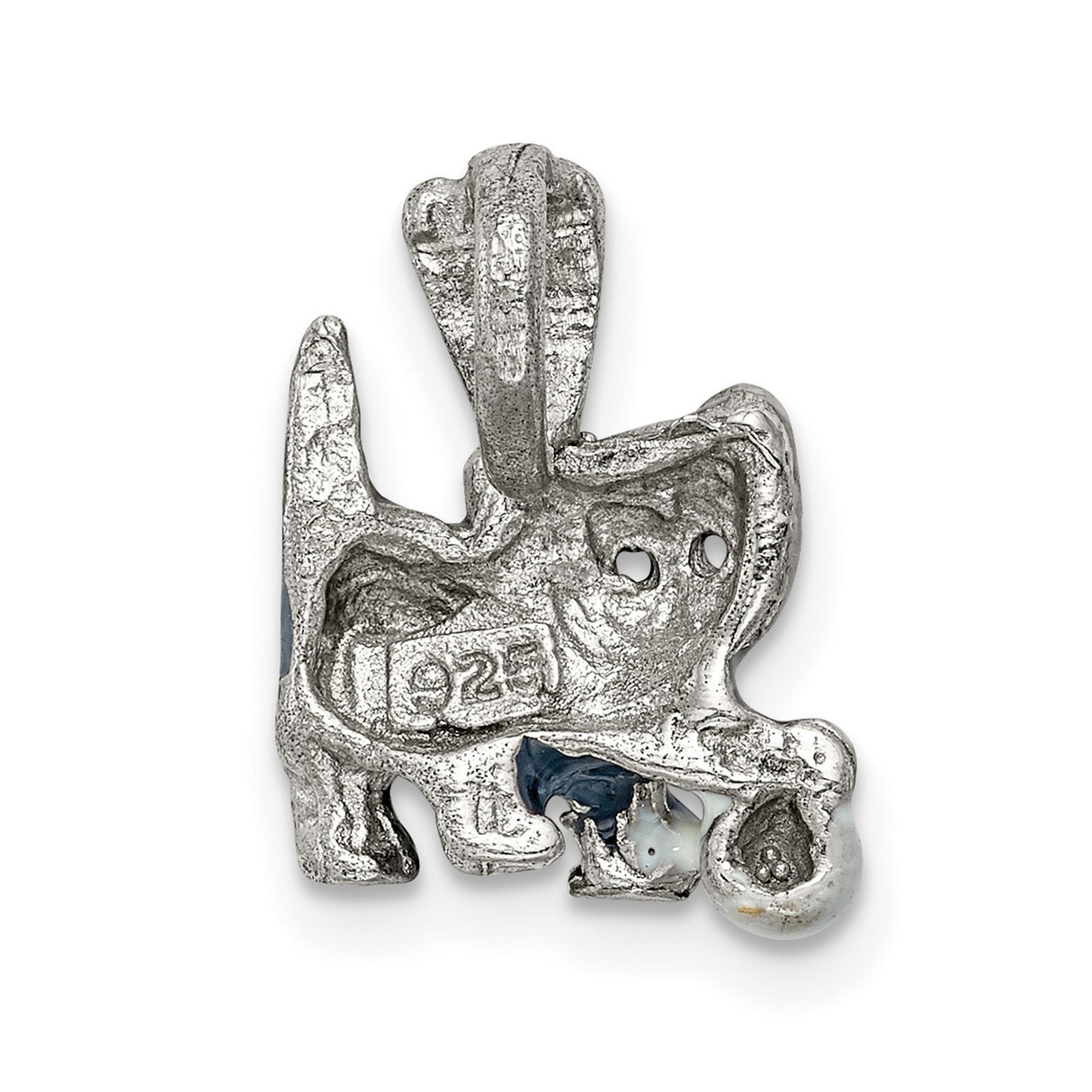 Enamel Grey and White Cat playing with Ball Charm Pendant in Real 925 Sterling Silver