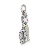 Enamel Cat Sitting Charm Pendant in Real 925 Sterling Silver