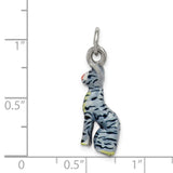 Enamel Cat Sitting Charm Pendant in Real 925 Sterling Silver
