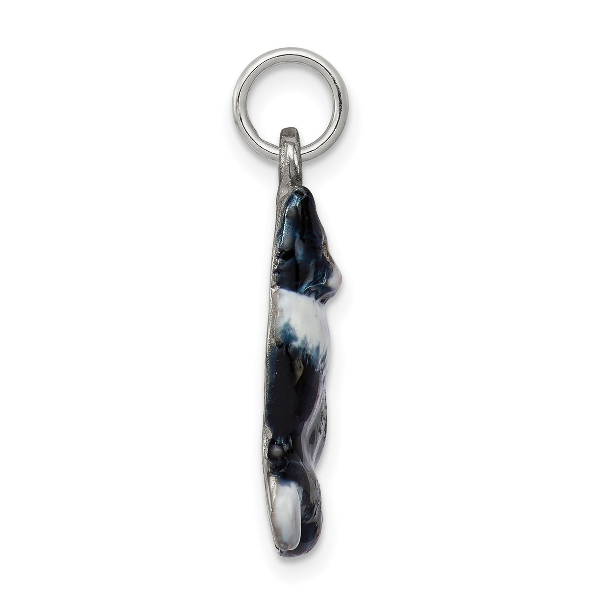 Enamel Black and White Cat Charm Pendant in Real 925 Sterling Silver
