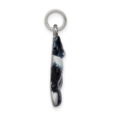 Enamel Black and White Cat Charm Pendant in Real 925 Sterling Silver