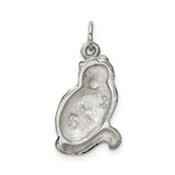 Enamel Black and White Cat Charm Pendant in Real 925 Sterling Silver