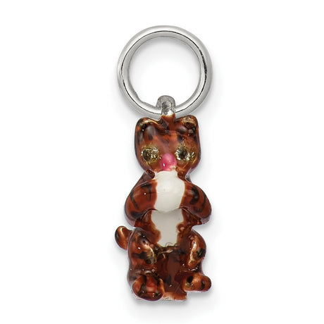 Enamel Cat playing with Yarn Charm Pendant in Real 925 Sterling Silver
