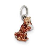 Enamel Cat playing with Yarn Charm Pendant in Real 925 Sterling Silver